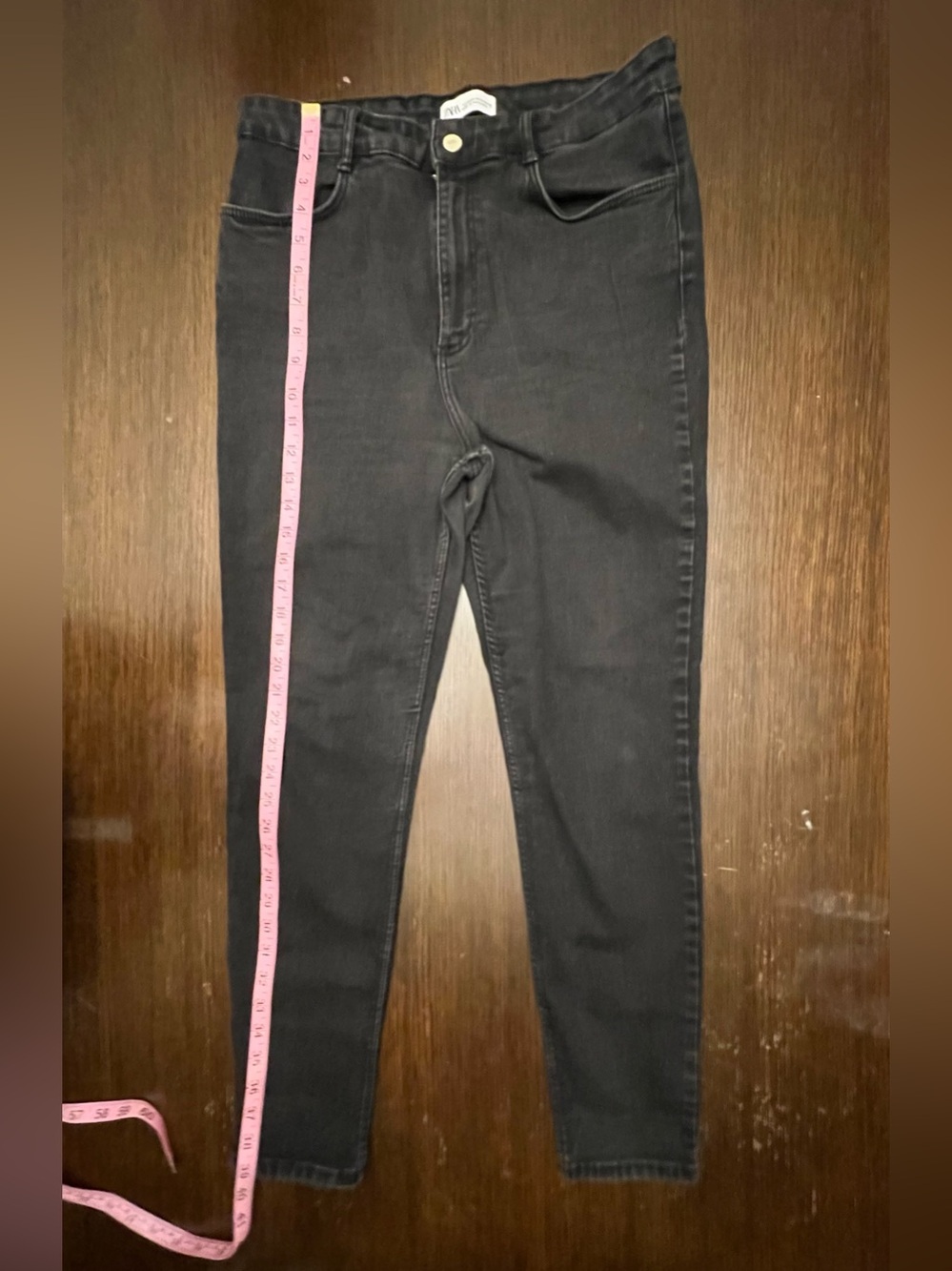 Zara sz 14 Black High Rise Skinny Jeans Stretch Denim